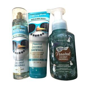 Bath‎ & Body Works 3 Piece Frosted Coconut Snowball Set New